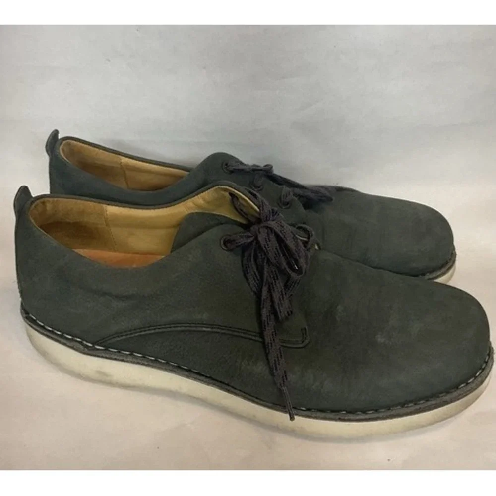 Samuel Hubbard Slate Green Lace Up Oxfords Shoes Men 11.5M Portugal Nubuck